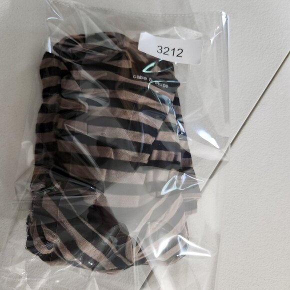 Cable & Gauge Womens Top Size M Draped Cowl Neck Black & Tan Striped - Picture 12 of 12